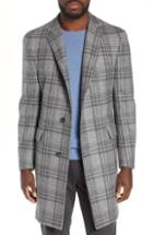 Men's Hickey Freeman Plaid Wool Overcoat R - Grey