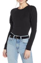 Women's Something Navy Puff Sleeve Stretch Cotton Tee - Black