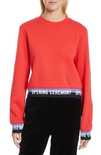 Women's Opening Ceremony Elastic Logo Crop Sweatshirt - Red