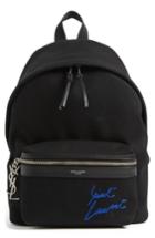 Saint Laurent Signature Embroidered Canvas Backpack - Black