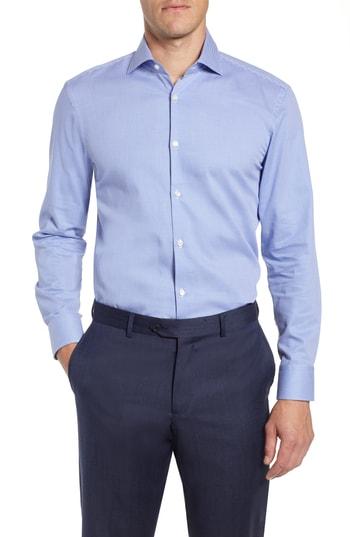 Men's Boss 'miles' Sharp Fit Check Dress Shirt .5 L - Blue