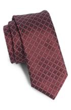 Men's Boss Grid Silk Tie, Size - Burgundy