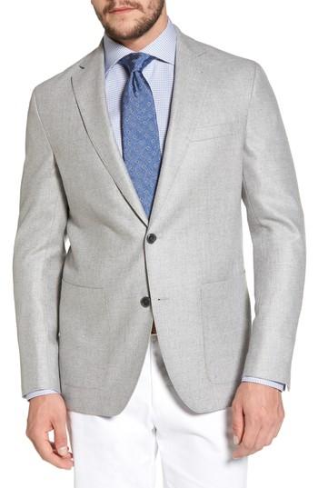 Men's David Donahue Arnold Classic Fit Wool & Silk Blazer R - Grey