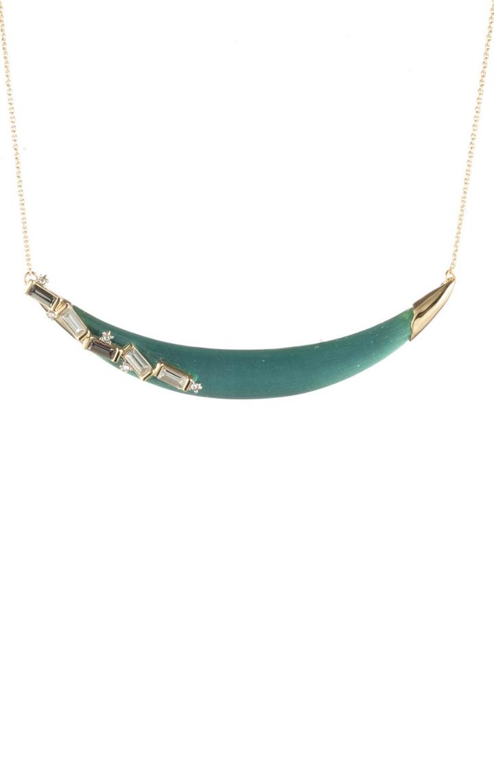 Women's Alexis Bittar Retro Gold Collection Crystal Baguette Crescent Necklace