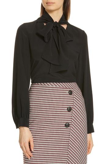 Women's Lewit Tie Neck Silk Blouse - Black