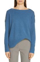 Women's Nordstrom Signature Button Shoulder Cashmere Sweater - Blue/green
