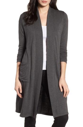 Women's Bobeau Elegant Fleece Cardigan - Grey