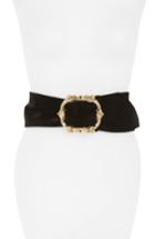 Women's Leith Wide Velvet Belt - Black/ Gold