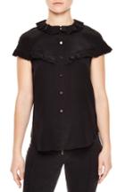 Women's Sandro Brenda Silk Shirt - Black