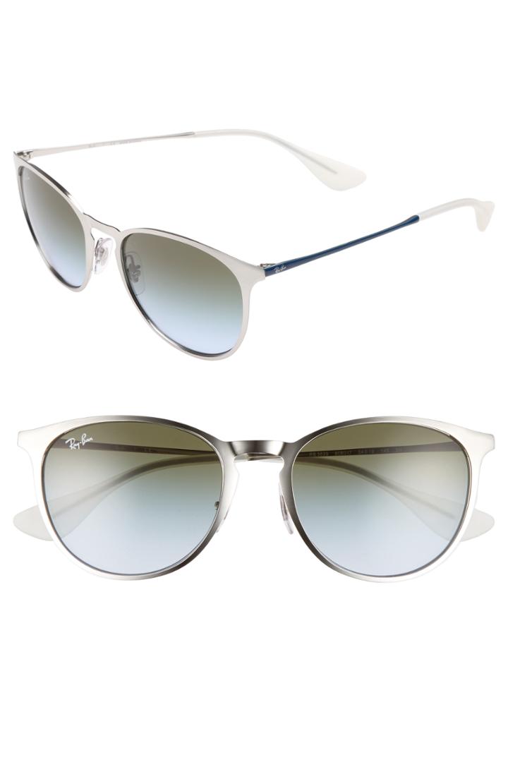 Men's Ray-ban Erika 54mm Metal Sunglasses - Silver/ Blue