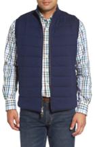 Men's Peter Millar Quilted Wool & Cotton Full Zip Vest - Blue