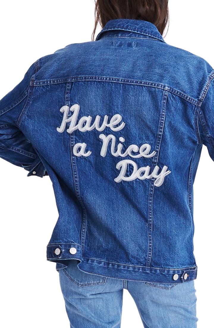 Women's Madewell The Oversized Jean Jacket: Embroidered Edition