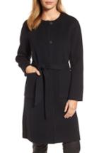 Women's Eileen Fisher Boiled Wool Blend Wrap Coat, Size - Black