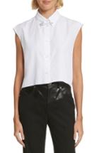 Women's Helmut Lang Safety Pin Cotton Poplin Crop Top - White