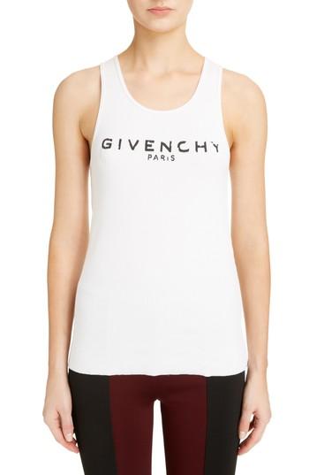 Women's Givenchy Logo Ribbed Tank Top - White