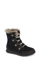 Women's Sorel Explorer Joan Waterproof Boot With Faux Fur Collar M - Black