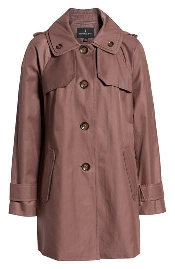 Petite Women's London Fog Removable Hood Rain Coat P - Purple