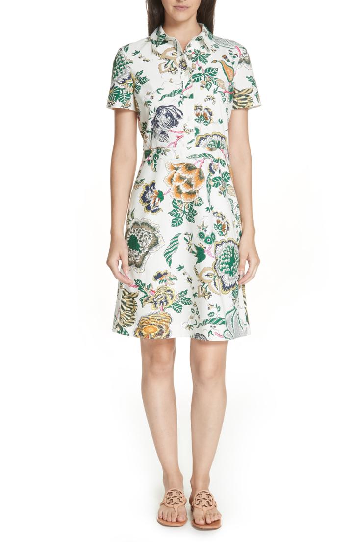 Women's Tory Burch Tilly Floral Shirtdress - Ivory