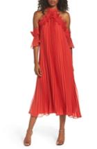 Women's True Decadence By Glamorous Lace Trim Pleated Midi Dress
