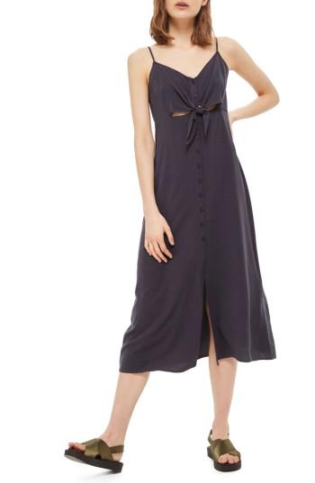 Women's Topshop Knot Front Slipdress Us (fits Like 2-4) - Black