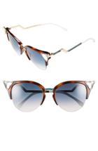 Women's Fendi Crystal 52mm Tipped Cat Eye Sunglasses - Havana Gold Vio/ G5