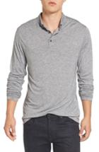 Men's French Connection Long Sleeve Wool Jersey Polo - Grey