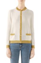 Women's Gucci Metallic Trim Cashmere & Silk Cardigan - Ivory