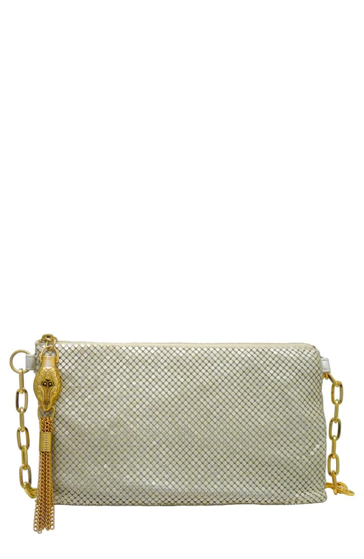 Whiting & Davis Snakehead Mesh Belt Bag - Metallic