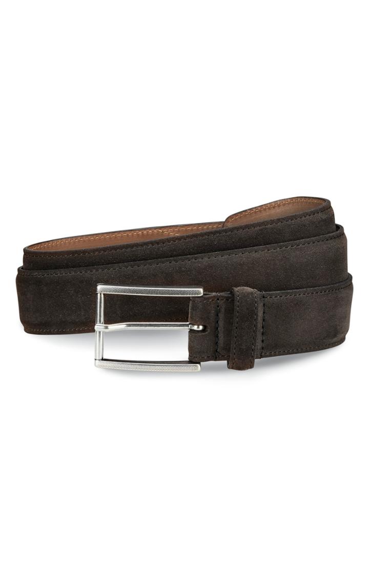 Men's Allen Edmonds Suede Avenue Leather Belt - Dark Brown Suede