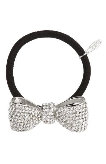 Tasha Crystal Bow Ponytail Holder, Size - White