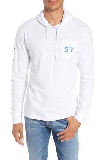 Men's Southern Tide Wave Hooded T-shirt, Size - White