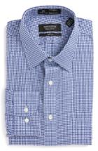 Men's Nordstrom Men's Shop Smartcare(tm) Trim Fit Check Dress Shirt .5 - 34/35 - Blue