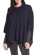 Women's Eileen Fisher Merino Wool Cowl Neck Poncho, Size - Blue