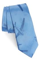 Men's Paul Smith Plane Print Silk Tie, Size - Blue