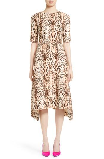 Women's Adam Lippes Ocelot Print Wool Midi Dress