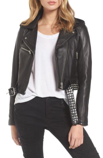Women's Blanknyc Studded Leather Moto Jacket - Black