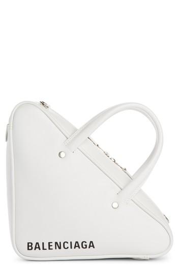 Balenciaga Extra Small Triangle Leather Bag - White