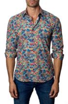 Men's Jared Lang Trim Fit Floral Print Sport Shirt - White