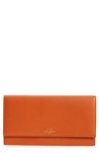 Women's Smythson Panama Marshall Calfskin Leather Travel Wallet - Orange