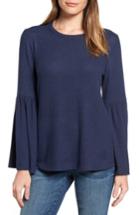 Petite Women's Gibson Bell Sleeve Cozy Fleece Pullover P - Blue