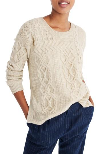 Women's Madewell Open Side Bobble Pullover Sweater, Size - Grey