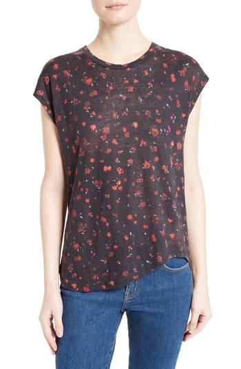 Women's Iro Fusia Print Linen Top - Black