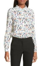 Women's Ted Baker London Ontaio Lantern Print Silk Shirt - Ivory