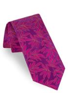 Men's Ted Baker London Tonal Leaves Silk Tie, Size - Pink