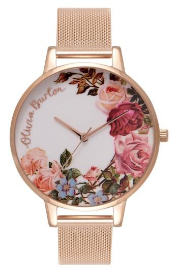 Women's Olivia Burton English Garden Mesh Strap Watch, 38mm