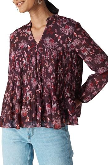 Women's Whistles Piti Print Pleated Chiffon Blouse Us / 4 Uk - Pink