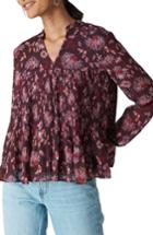 Women's Whistles Piti Print Pleated Chiffon Blouse Us / 4 Uk - Pink