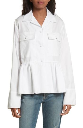 Women's Harvey Faircloth Cotton Oxford Peplum Blouse