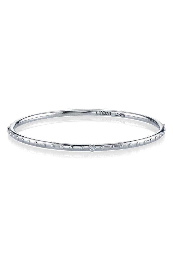 Women's Sheryl Lowe Diamond Bezel & Beaded Silver Bangle Bracelet
