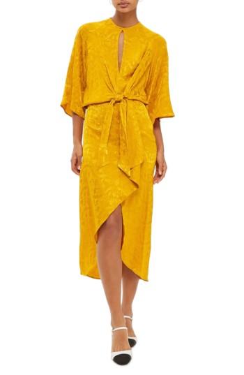 Women's Topshop Knot Front Midi Dress Us (fits Like 0-2) - Yellow